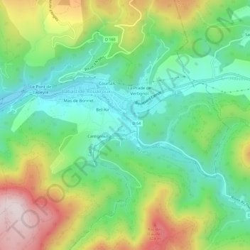 Carte topographique Cathalo, altitude, relief
