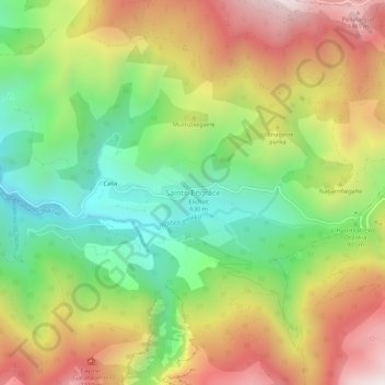 Carte topographique Sainte-Engrâce, altitude, relief