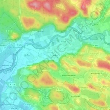 Carte topographique Apflau, altitude, relief