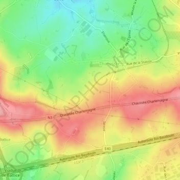 Carte topographique Pays de Herve, altitude, relief
