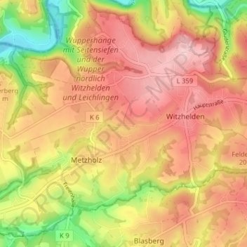 Carte topographique Krähwinkel, altitude, relief
