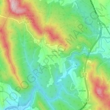 Carte topographique Aguiar de Sousa, altitude, relief