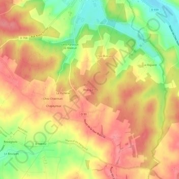 Carte topographique Beaugarie, altitude, relief