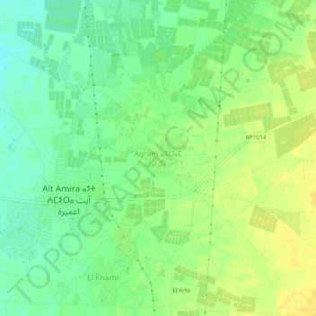 Carte topographique Agram, altitude, relief