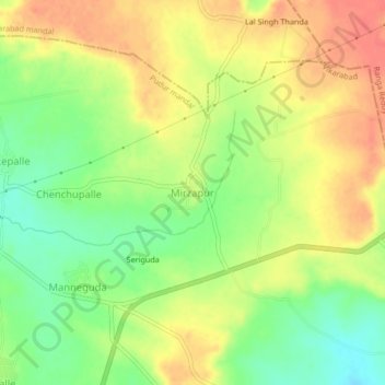 Carte topographique Mirzapur, altitude, relief