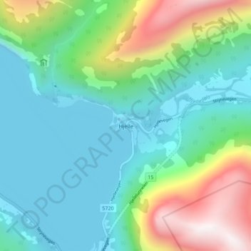 Carte topographique Hjelle, altitude, relief