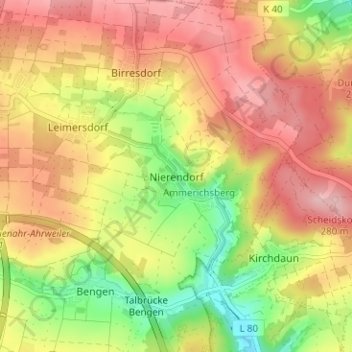 Carte topographique Nierendorf, altitude, relief