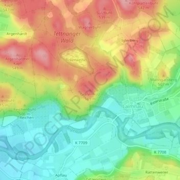 Carte topographique Grafenholz, altitude, relief