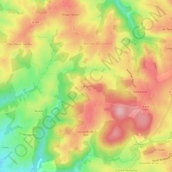 Carte topographique La Bruyère, altitude, relief