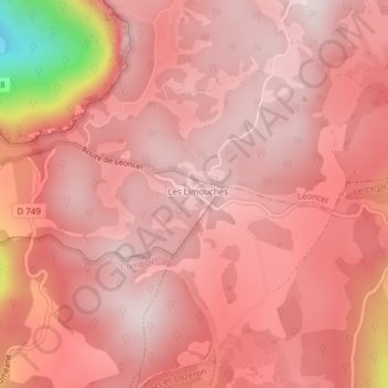 Carte topographique Col des Limouches, altitude, relief