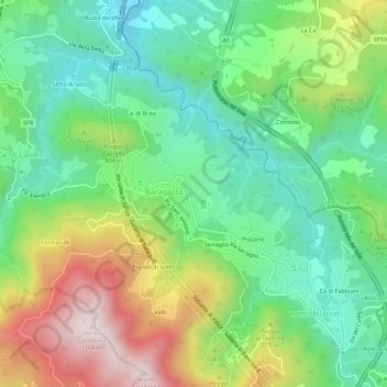 Carte topographique Bronia, altitude, relief