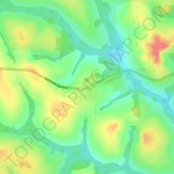 Carte topographique Gadji, altitude, relief