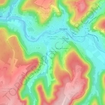 Carte topographique Champs du Cerf, altitude, relief