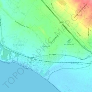 Carte topographique Monteroni, altitude, relief