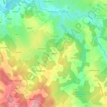 Carte topographique Fargetas, altitude, relief