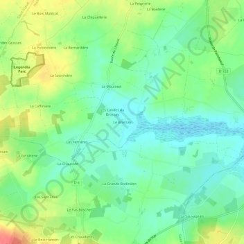 Carte topographique Le Brossay, altitude, relief