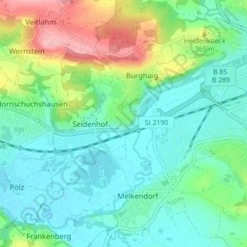 Carte topographique Weinbrücke, altitude, relief
