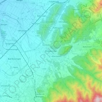 Carte topographique Ehrenkirchen, altitude, relief