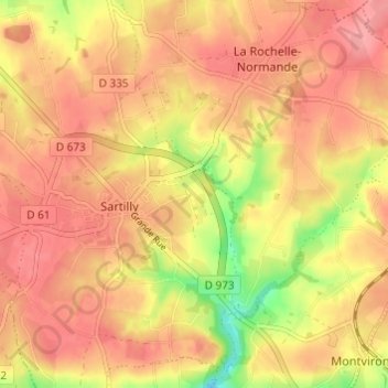Carte topographique Le Manoir, altitude, relief