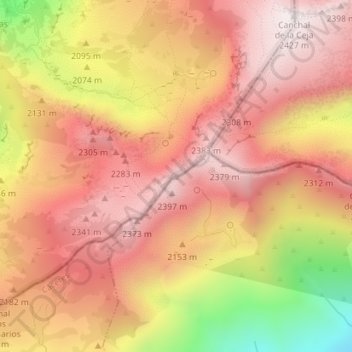 Carte topographique Calvitero, altitude, relief