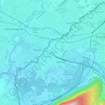Carte topographique Les Hutins, altitude, relief