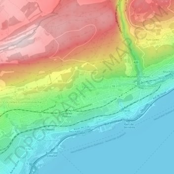 Carte topographique Peseux, altitude, relief