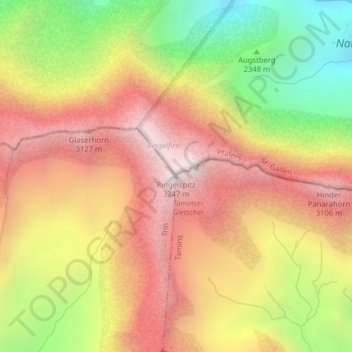 Carte topographique Ringelspitz, altitude, relief
