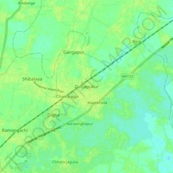 Carte topographique Duttapukur, altitude, relief