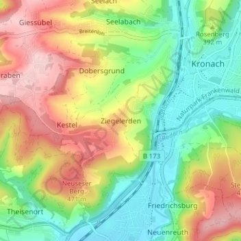 Carte topographique Ziegelerden, altitude, relief