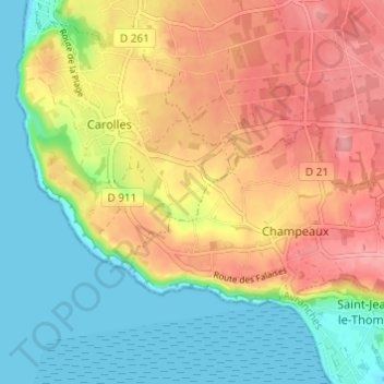 Carte topographique La Lande, altitude, relief