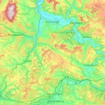Carte topographique Ringgau, altitude, relief