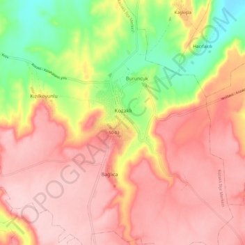Carte topographique Kozaklı, altitude, relief