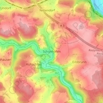 Carte topographique Schönhofen, altitude, relief