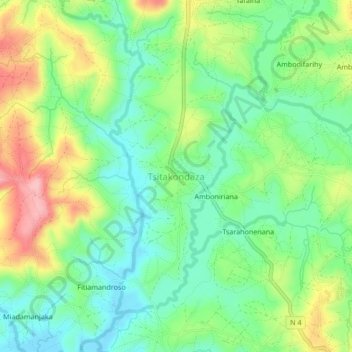 Carte topographique Tsitakondaza, altitude, relief