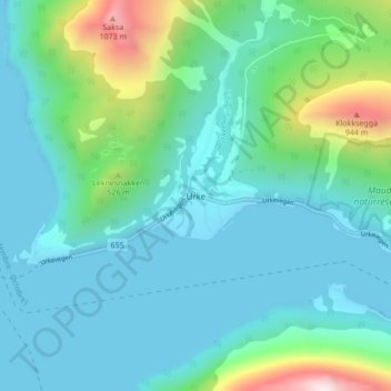 Carte topographique Urke, altitude, relief