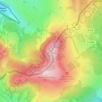 Carte topographique Hohe Hölle, altitude, relief