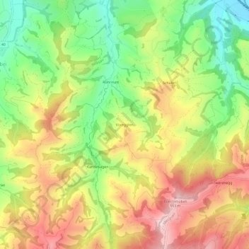 Carte topographique Voregglen, altitude, relief