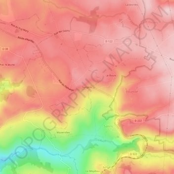 Carte topographique Surgère, altitude, relief