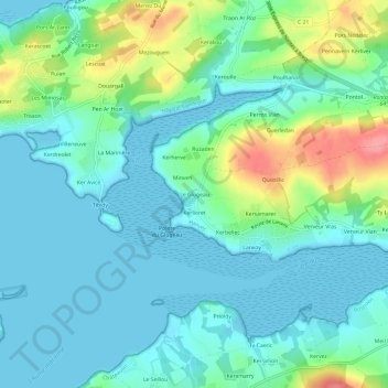 Carte topographique Le Glugeau, altitude, relief