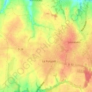 Carte topographique Kerbriant, altitude, relief