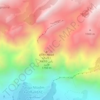 Carte topographique La Tête de Lion, altitude, relief
