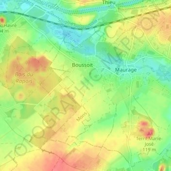 Carte topographique Bois Madame, altitude, relief