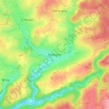 Carte topographique Rettigny, altitude, relief