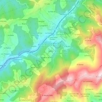 Carte topographique Baeres, altitude, relief