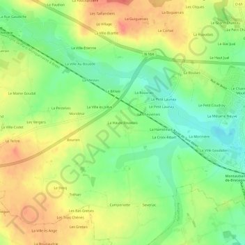 Carte topographique La Haute Rouvrais, altitude, relief