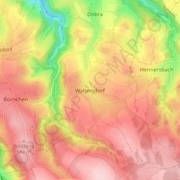 Carte topographique Waltersdorf, altitude, relief