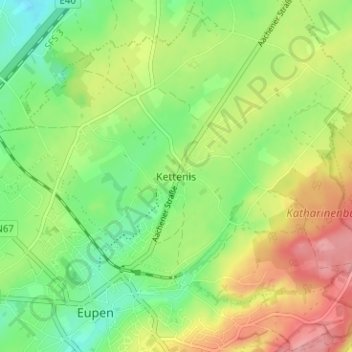 Carte topographique Kettenis, altitude, relief