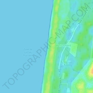 Carte topographique Plage du Truc Vert, altitude, relief