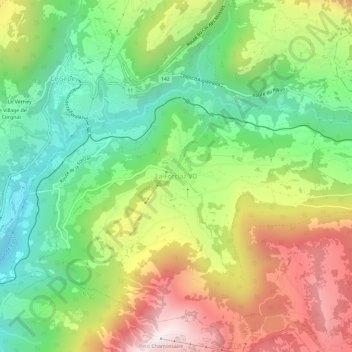 Carte topographique La Forclaz VD, altitude, relief