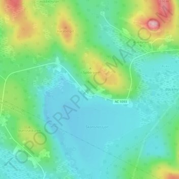 Carte topographique Sjöberg, altitude, relief